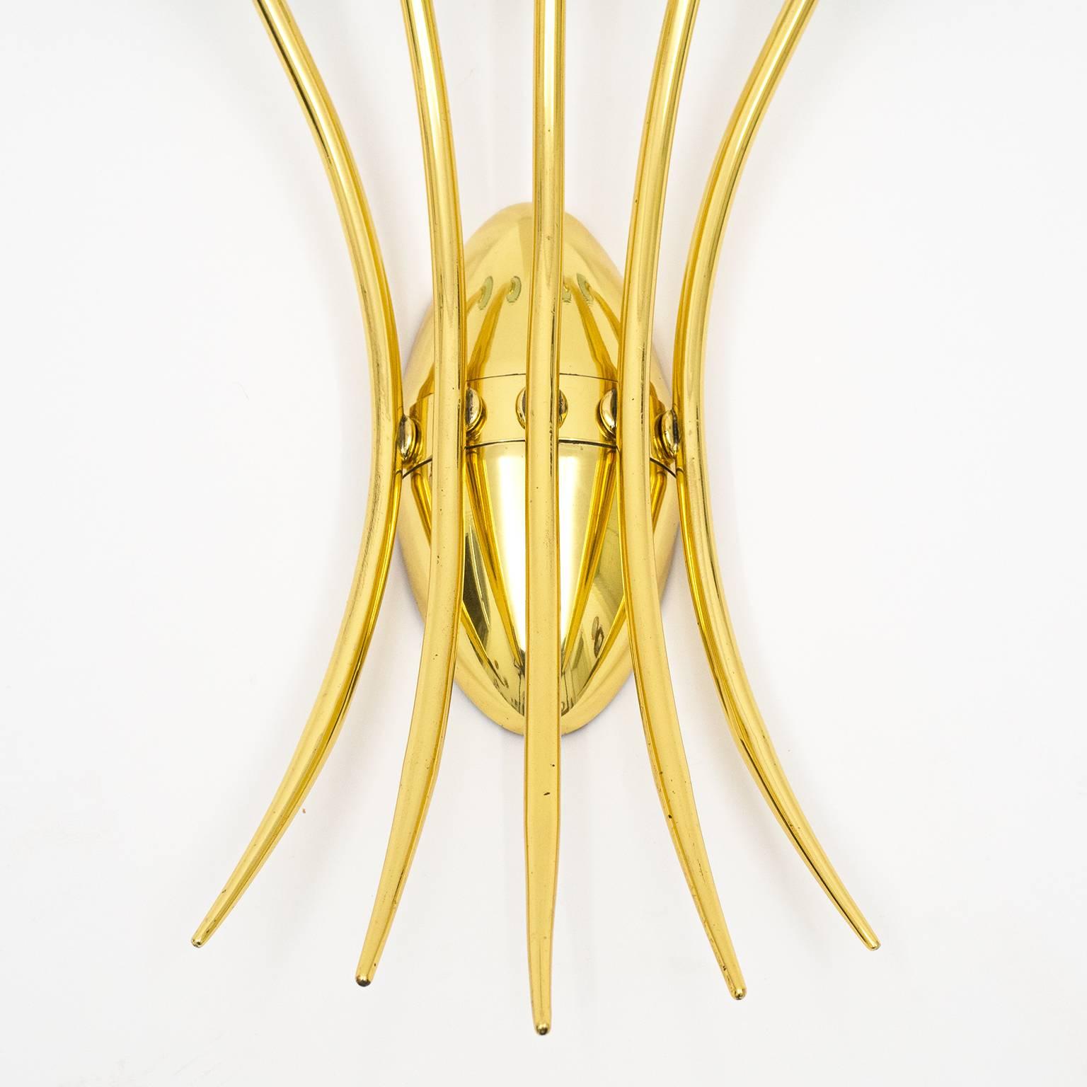 Five-Arm Brass and Lacquered Italian Sconce, 1950s 1