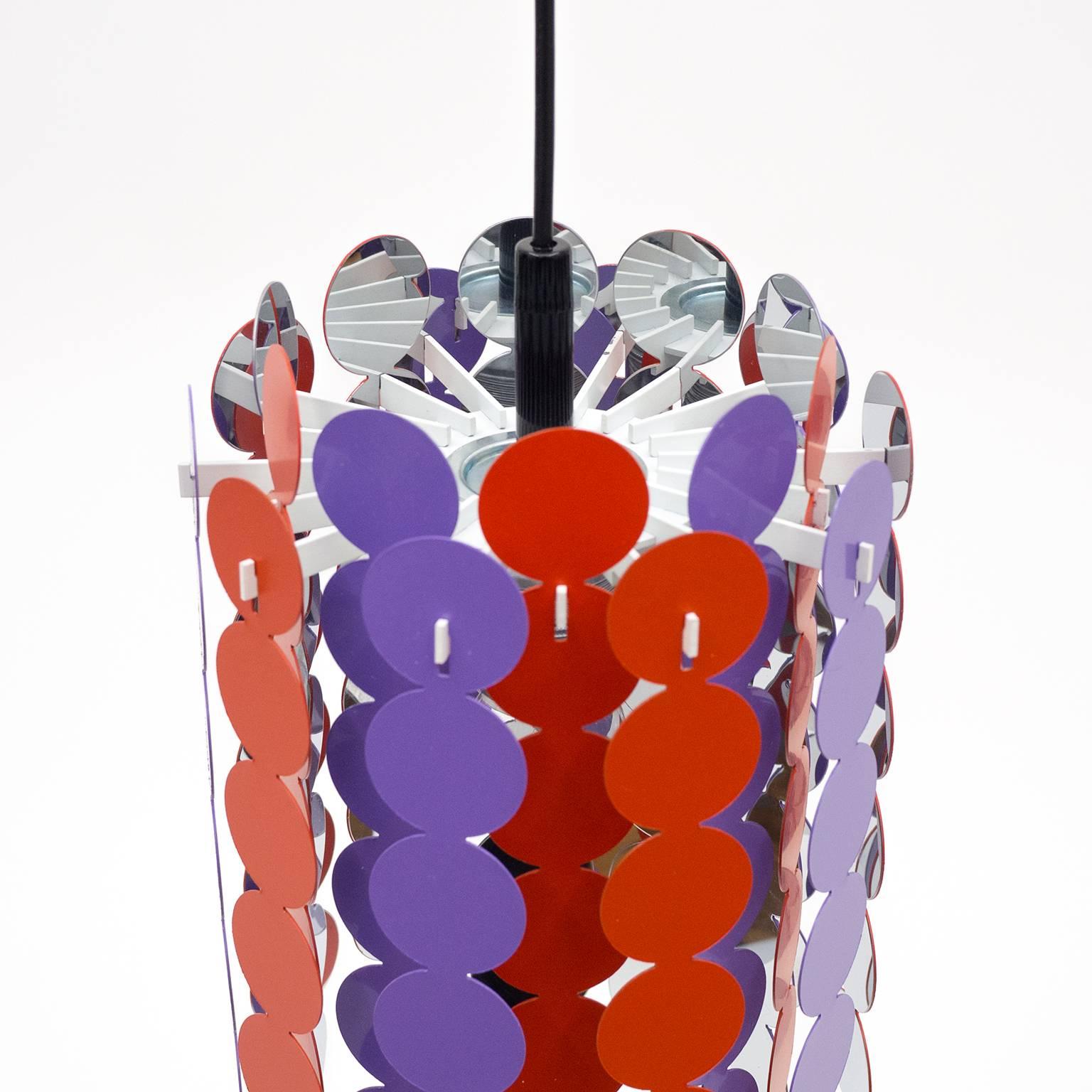 German 1960s Pop Lacquered and Chrome Pendant by Doria