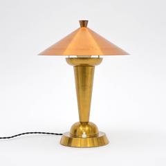 Brass and Copper Art Deco Table Lamp, 1930s