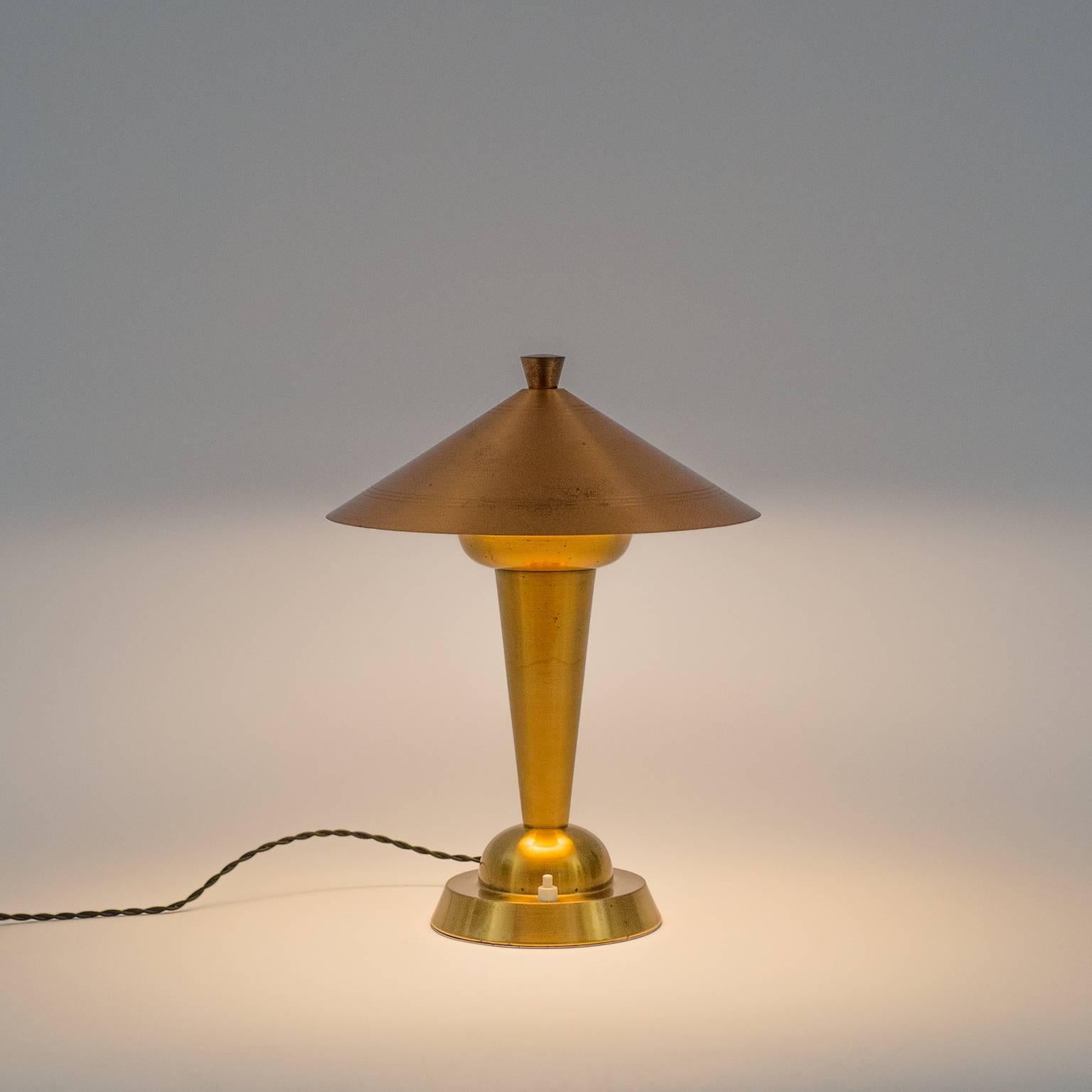 Brass and Copper Art Deco Table Lamp, 1930s 5
