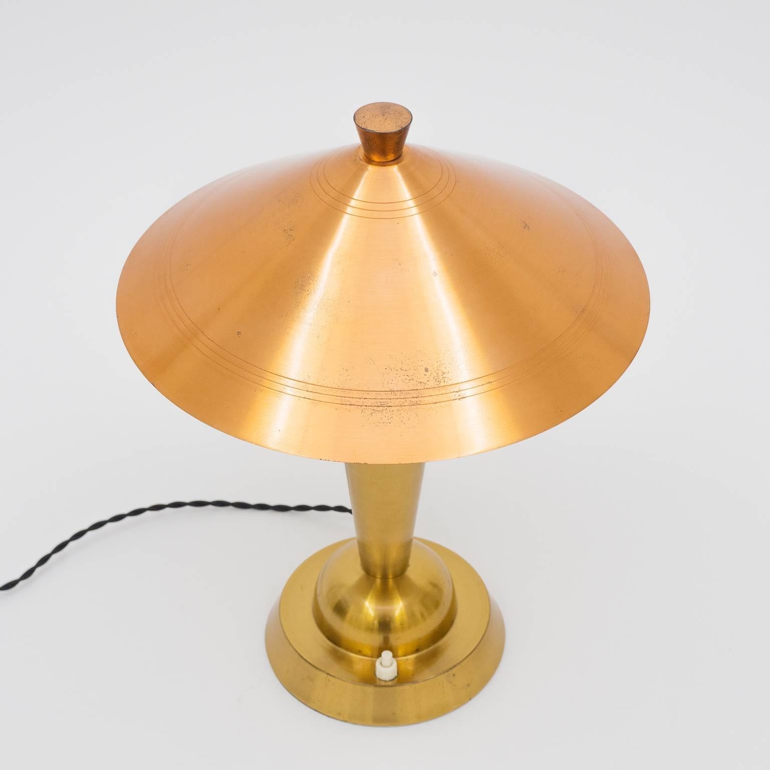 Brass and Copper Art Deco Table Lamp, 1930s 1