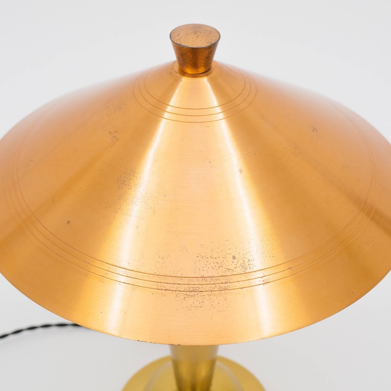 Brass and Copper Art Deco Table Lamp, 1930s 2