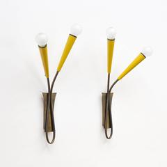 French Modern Brass Sconces, 1950s