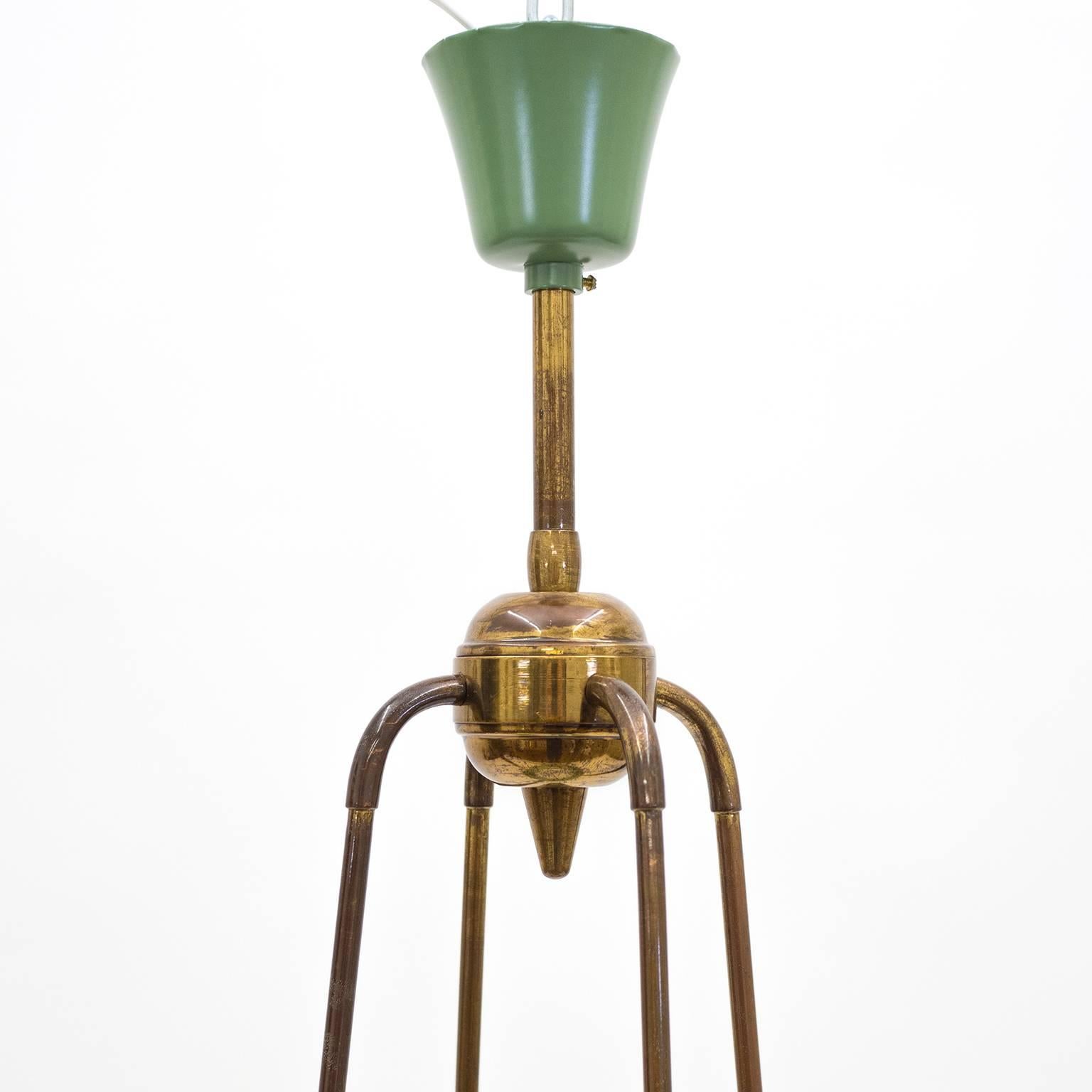 Metal Italian Brass and Lacquered Aluminium Chandelier, 1950s