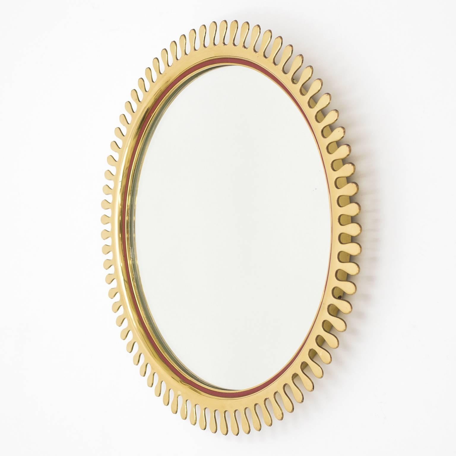 Brass Sunburst Mirror, 1950s In Excellent Condition In Vienna, AT
