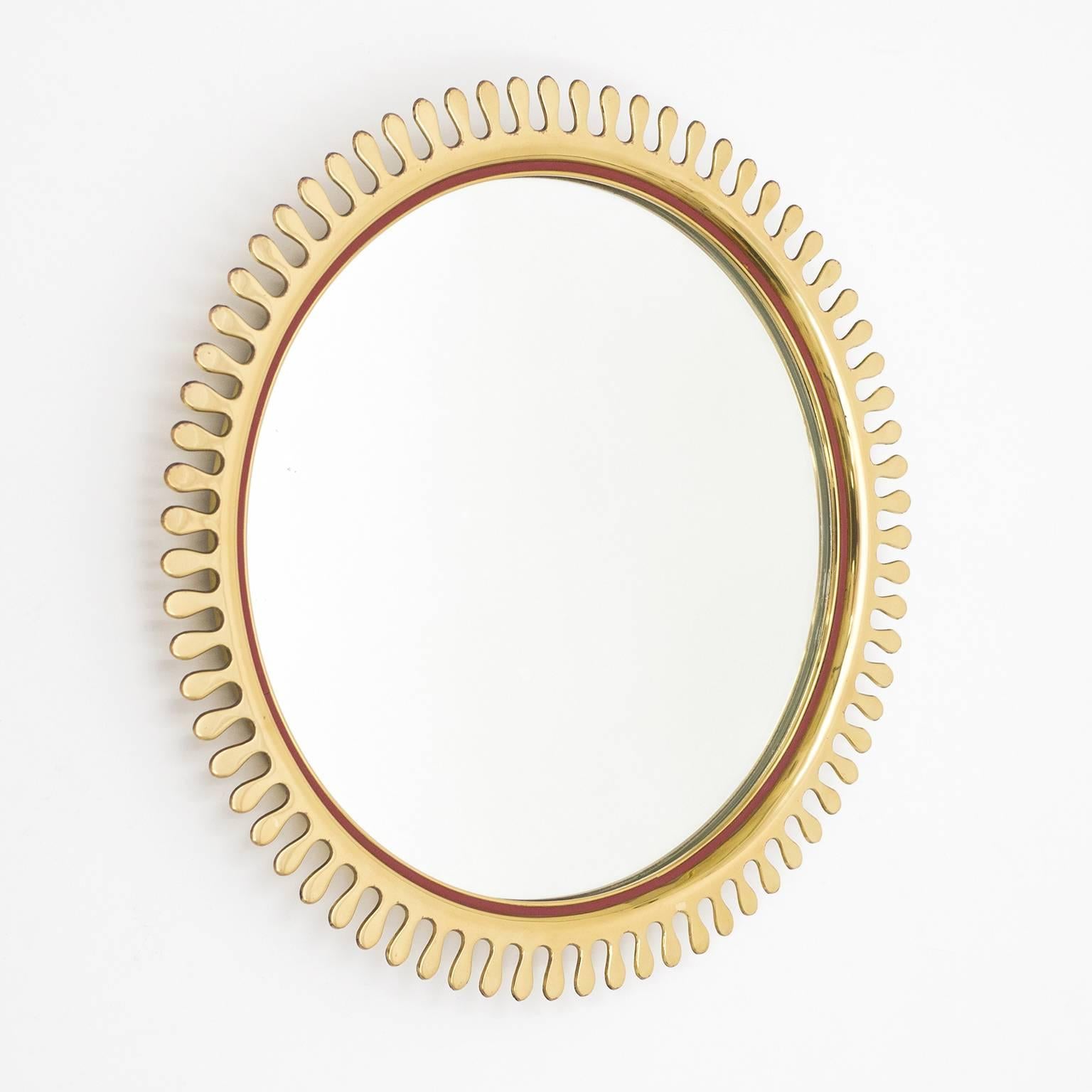 Brass Sunburst Mirror, 1950s 1