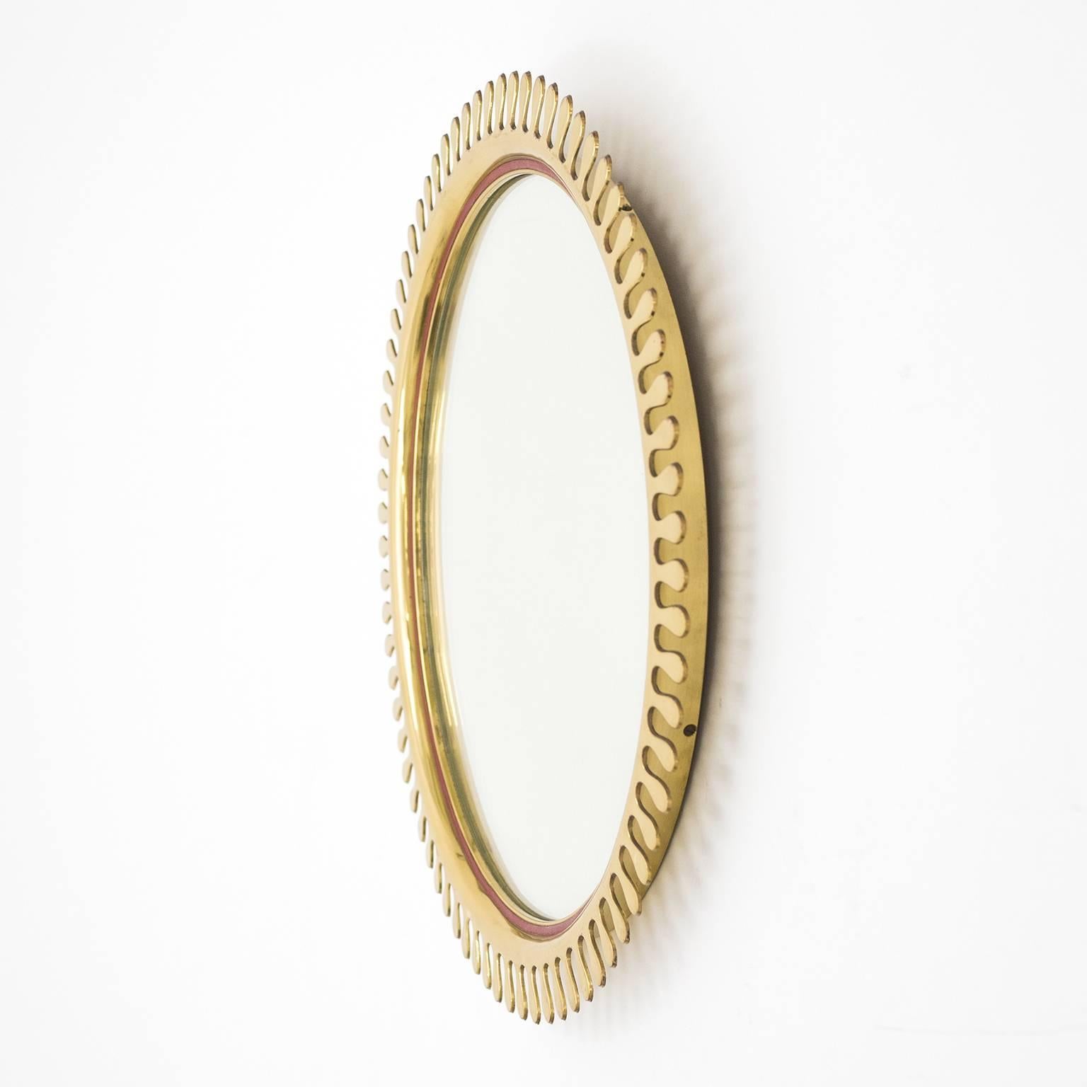 Mid-Century Modern Brass Sunburst Mirror, 1950s