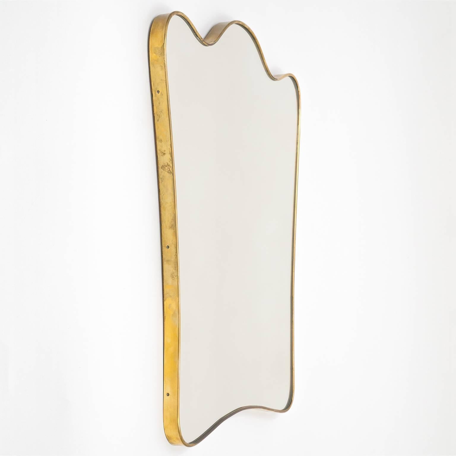 Exceptional Italian Brass Mirror, 1940s 2