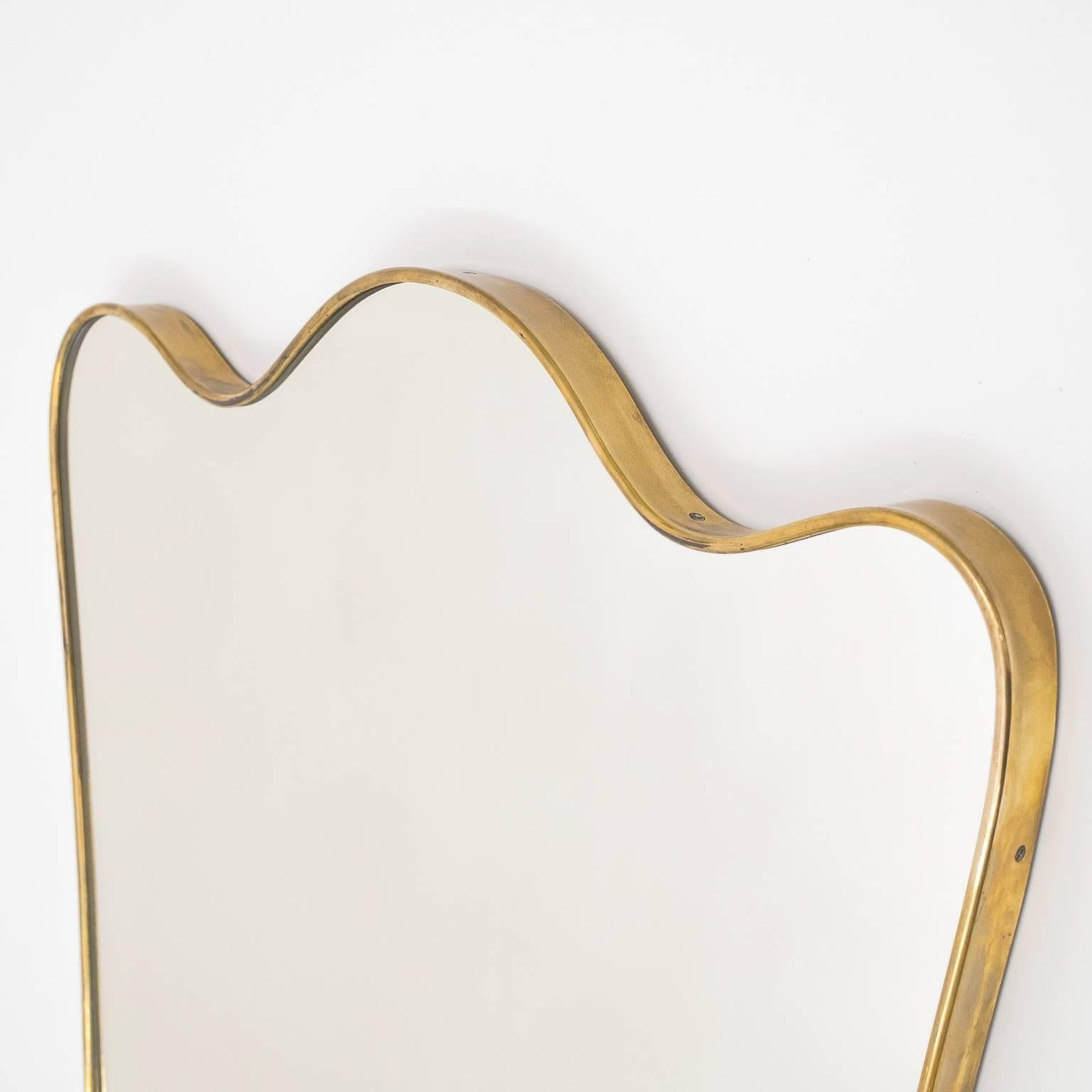 Exceptional Italian Brass Mirror, 1940s In Good Condition In Vienna, AT
