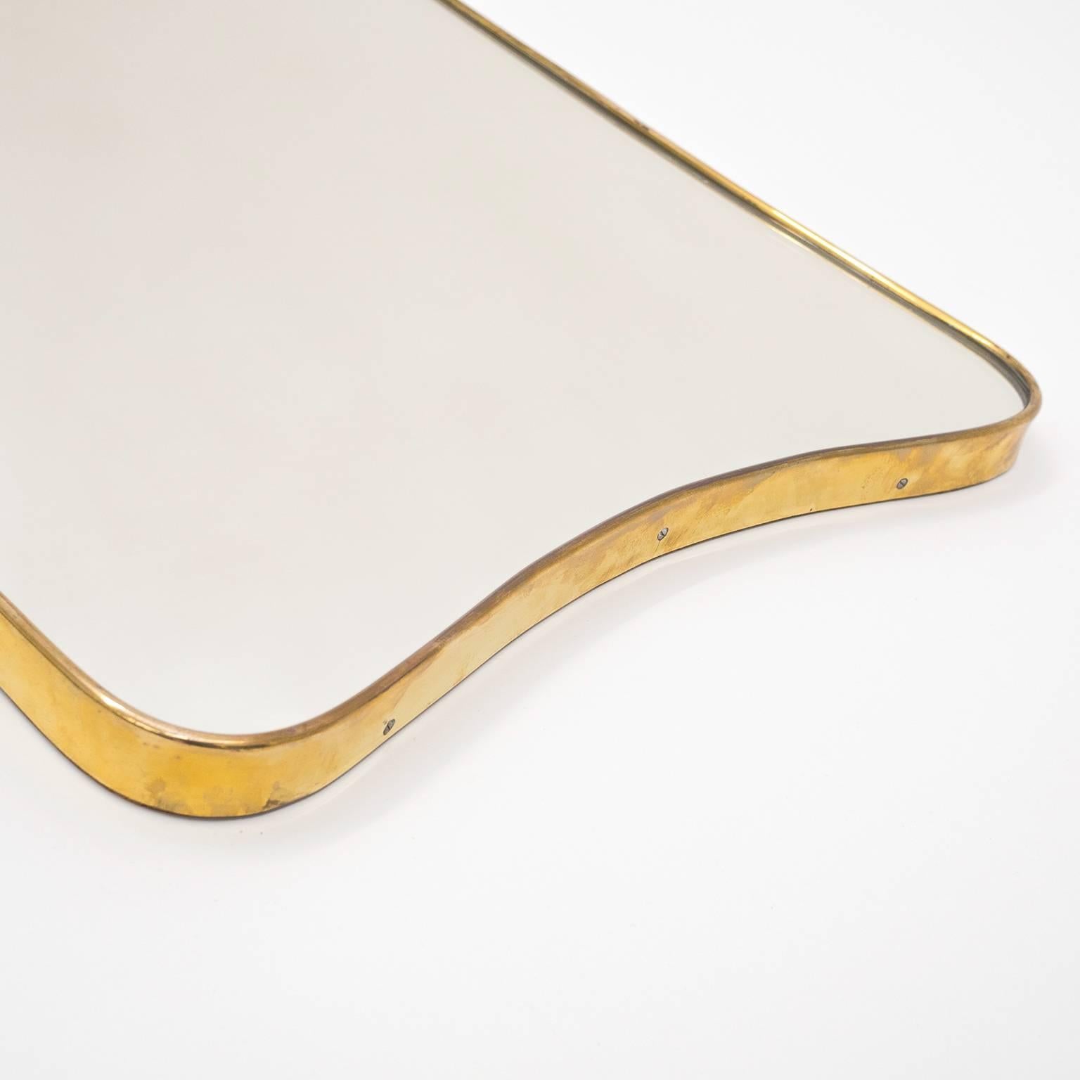 Mid-20th Century Exceptional Italian Brass Mirror, 1940s
