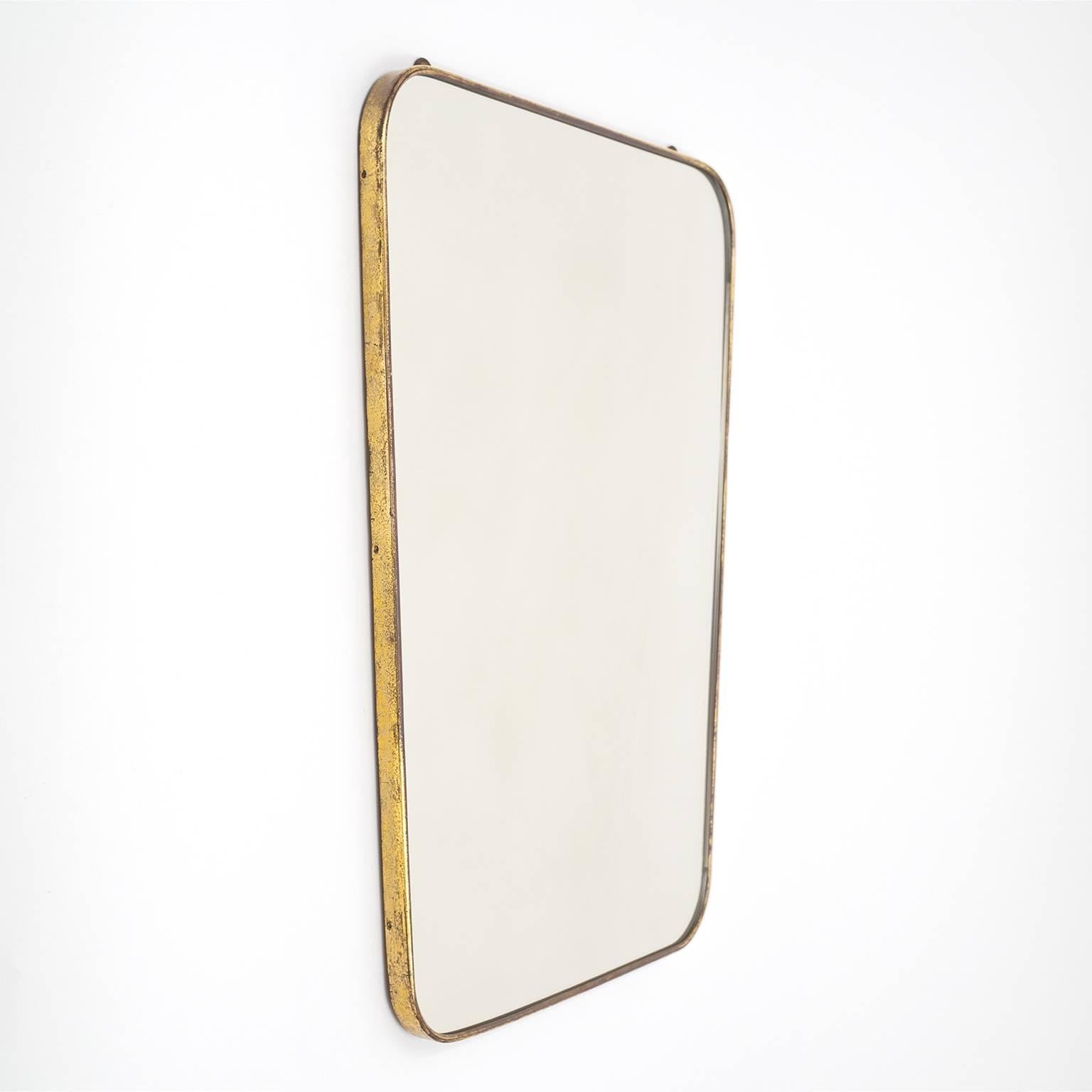 Mid-20th Century Italian Brass Mirror in the Style of Gio Ponti, 1950s