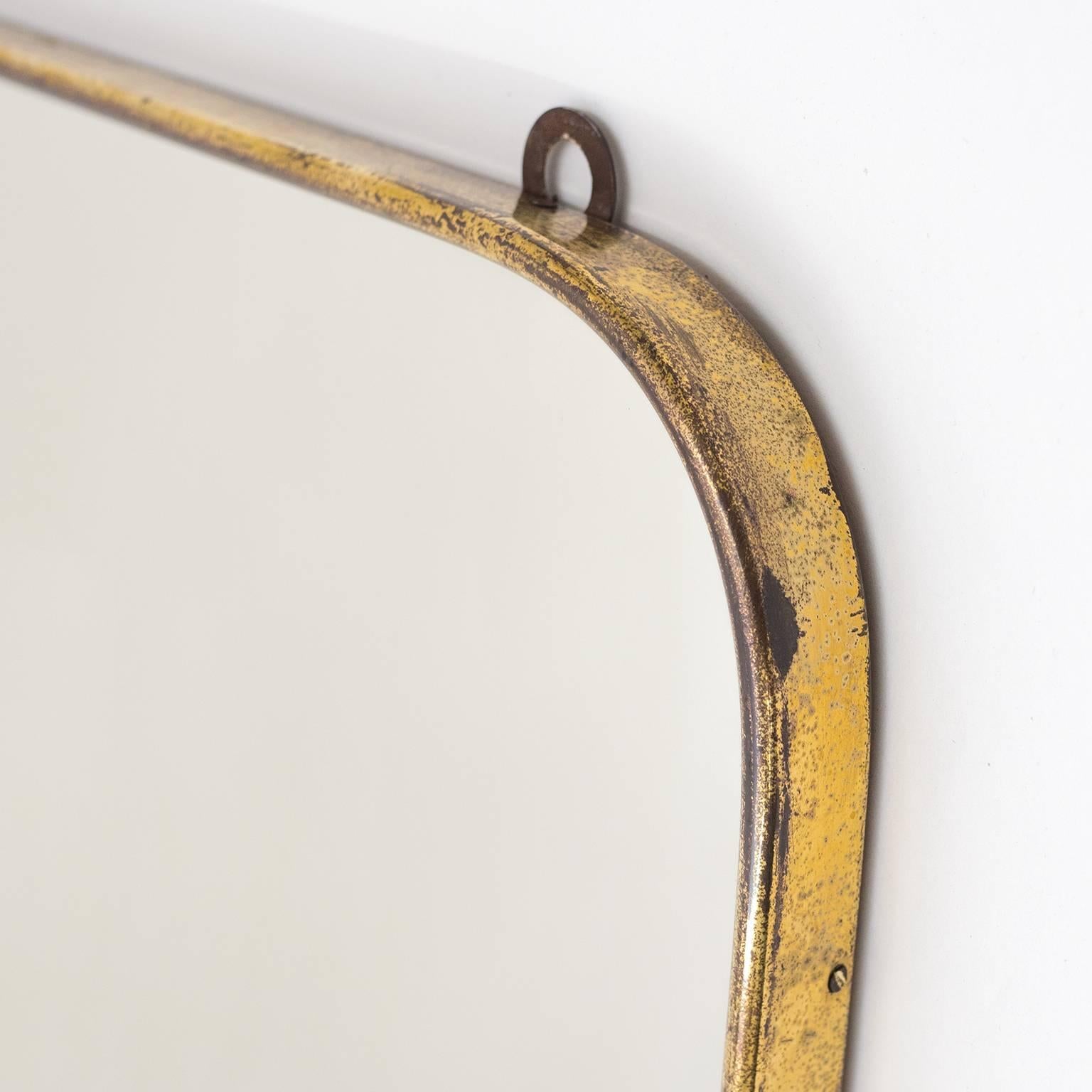 Mid-Century Modern Italian Brass Mirror in the Style of Gio Ponti, 1950s