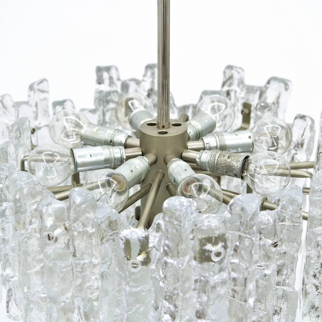 Austrian Massive Three-Tiered Kalmar Ice Glass Chandelier