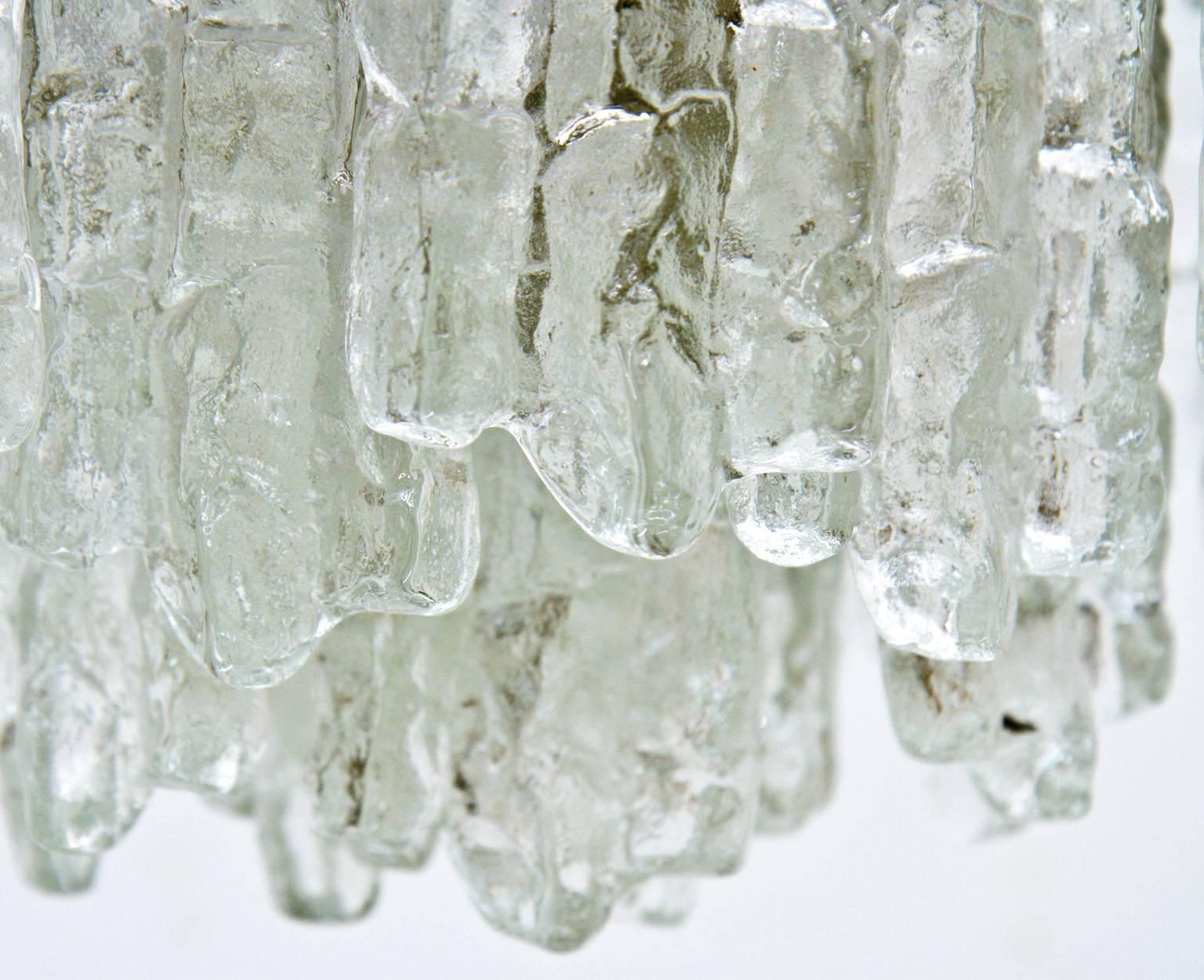Massive Three-Tiered Kalmar Ice Glass Chandelier In Excellent Condition In Vienna, AT