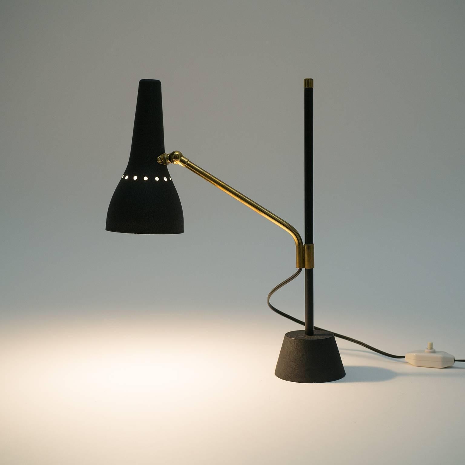 Mid-20th Century Adjustable Brass Table Lamp, 1950s