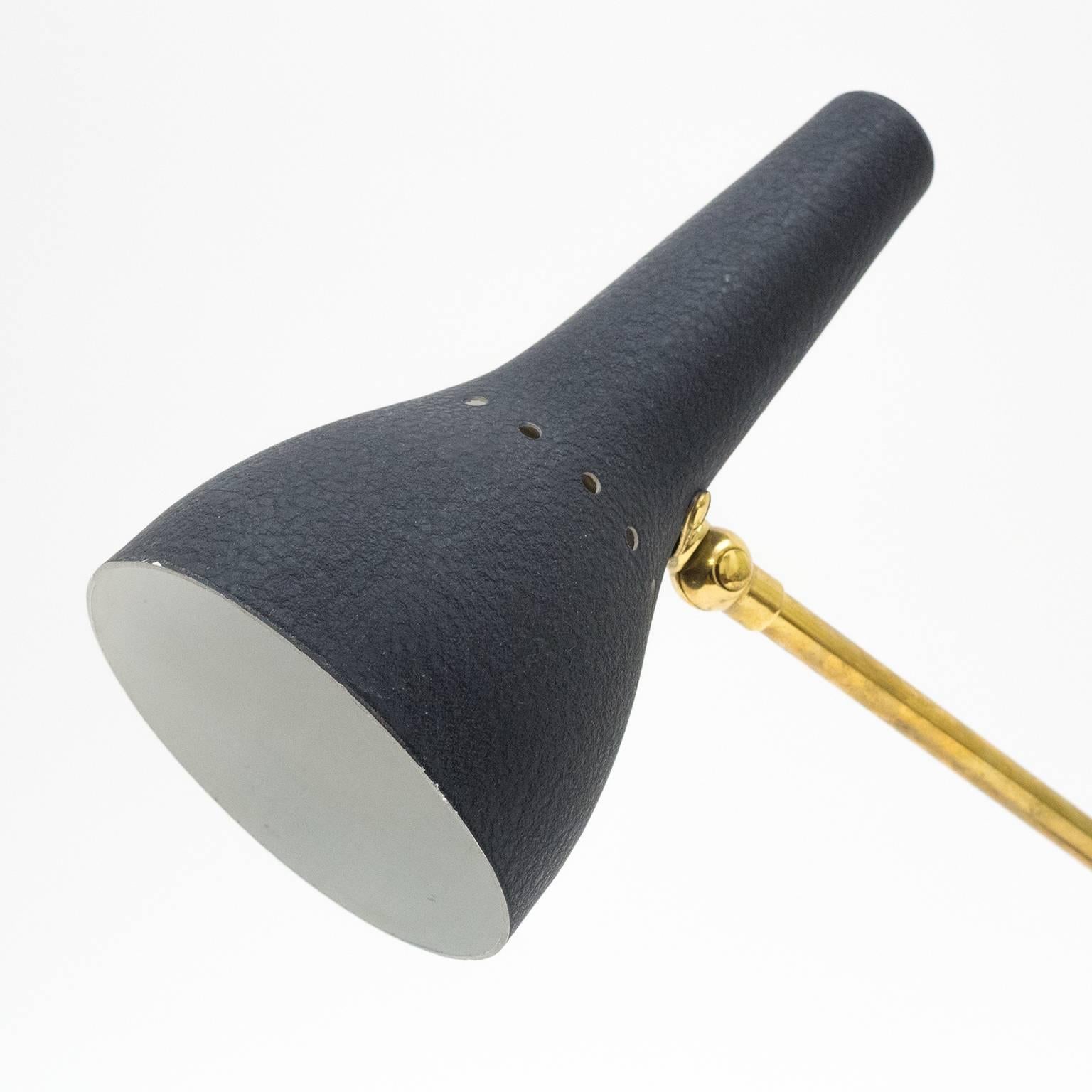 Lacquered Adjustable Brass Table Lamp, 1950s
