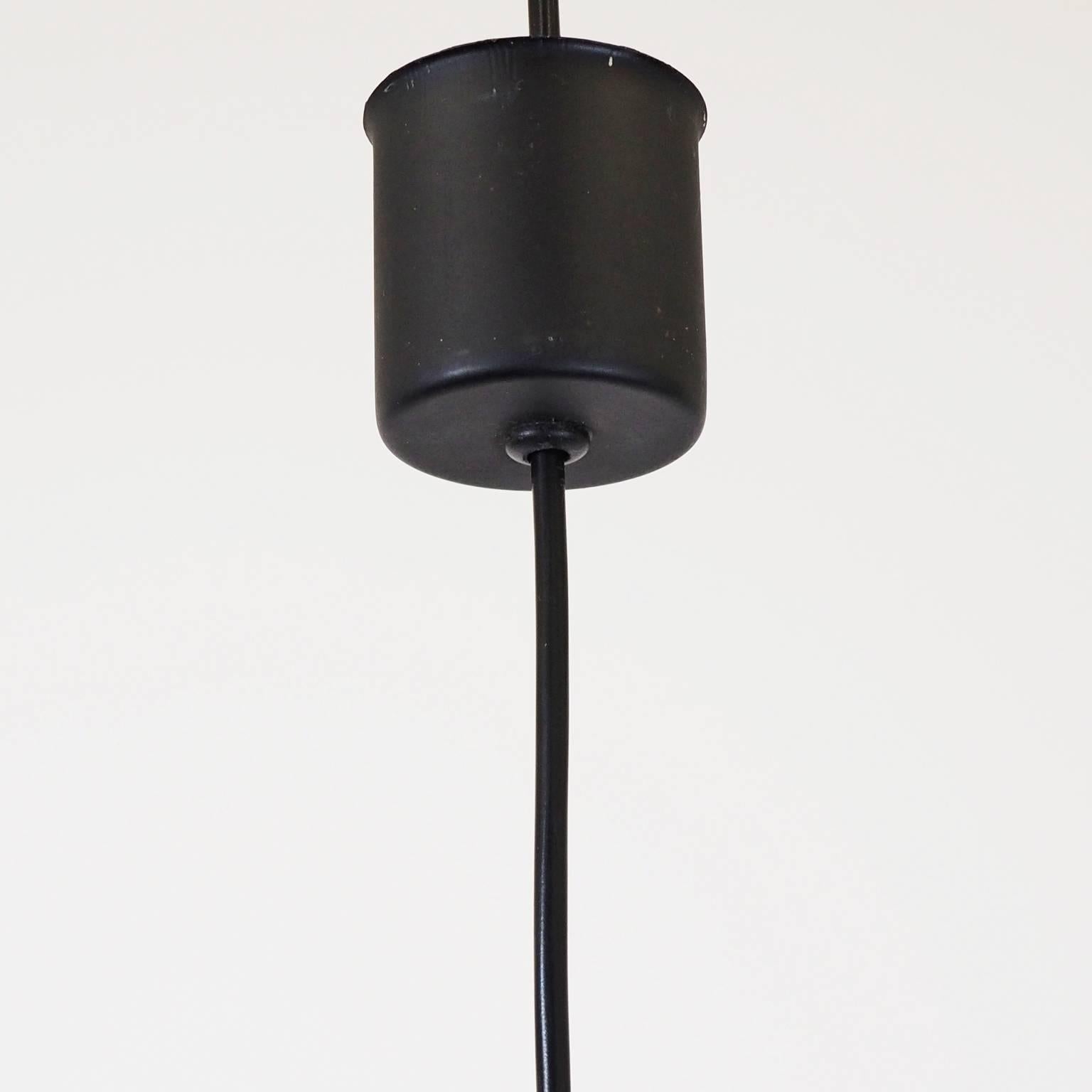 Lacquered Italian Cased Glass Pendant with Brass Detailing, circa 1960