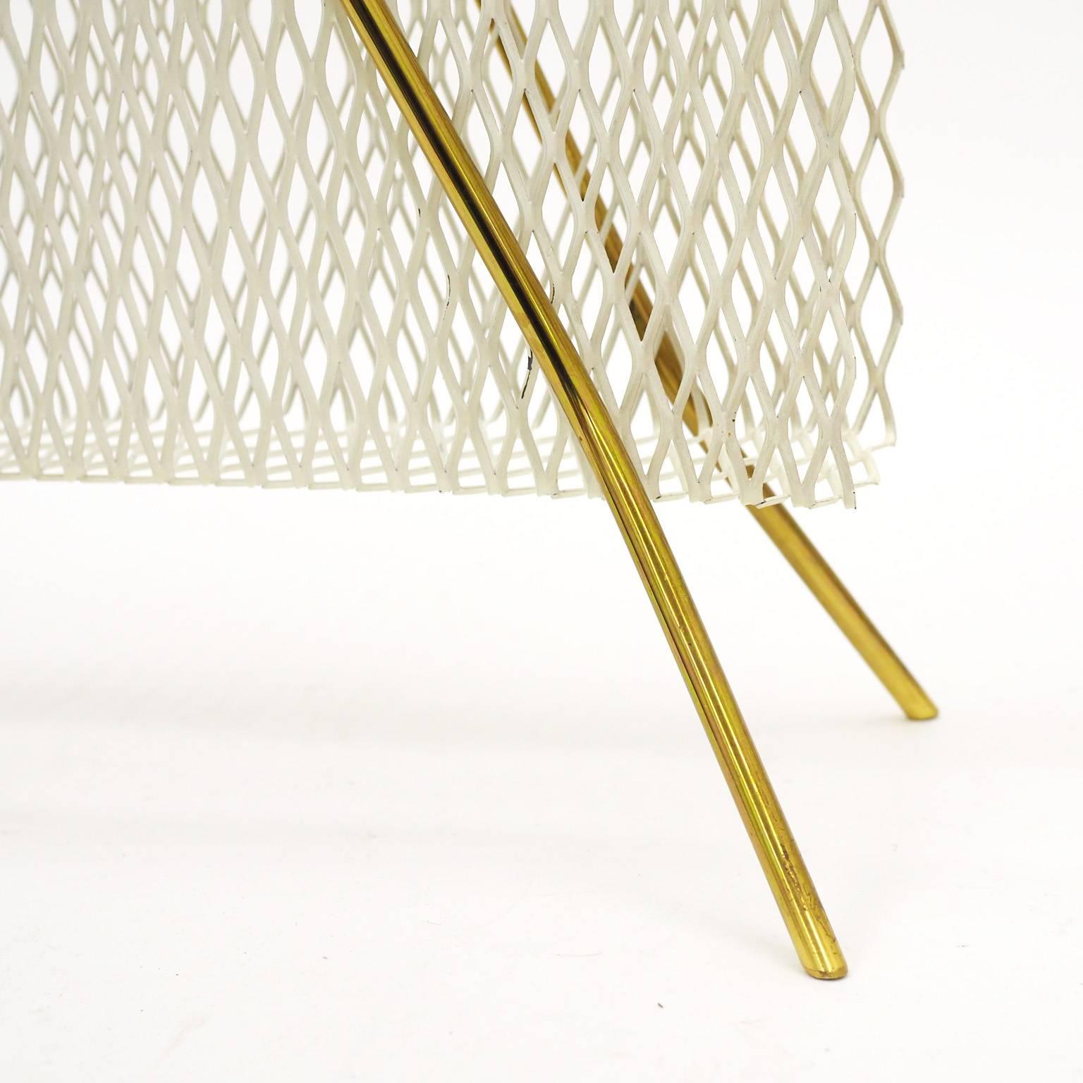 Matégot Style Brass and Lacquered Metal Magazine Stand, 1950s 2