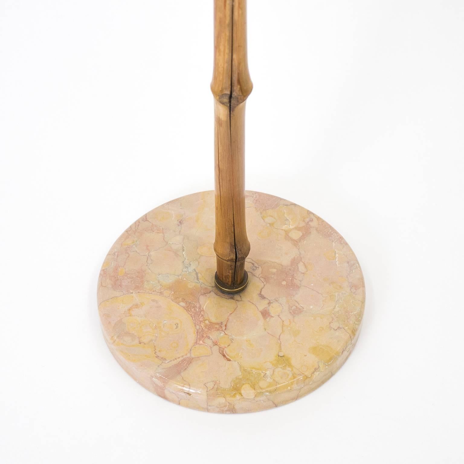 Austrian Brass, Bamboo and Stone Ashtray Stand, 1950s In Good Condition In Vienna, AT