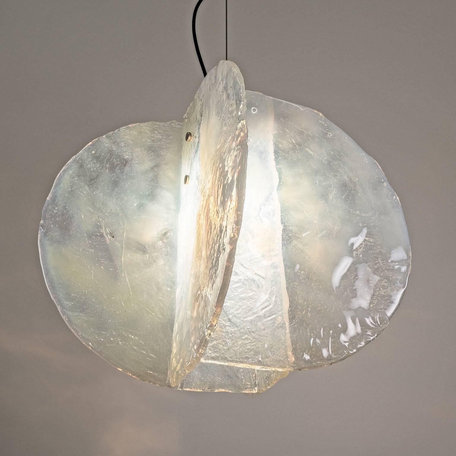 Late 20th Century Large Iridescent Glass Pendant by Mazzega, 1970s
