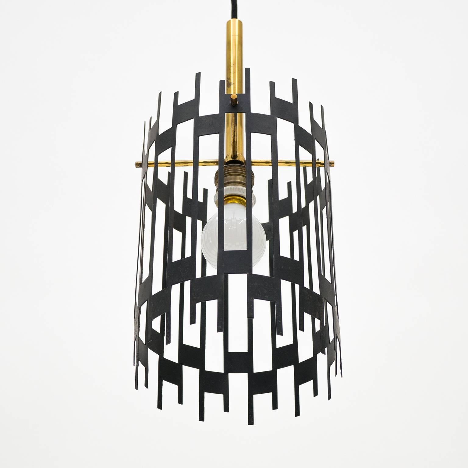 Metal Graphical Italian 'Cage' Pendant, 1950s