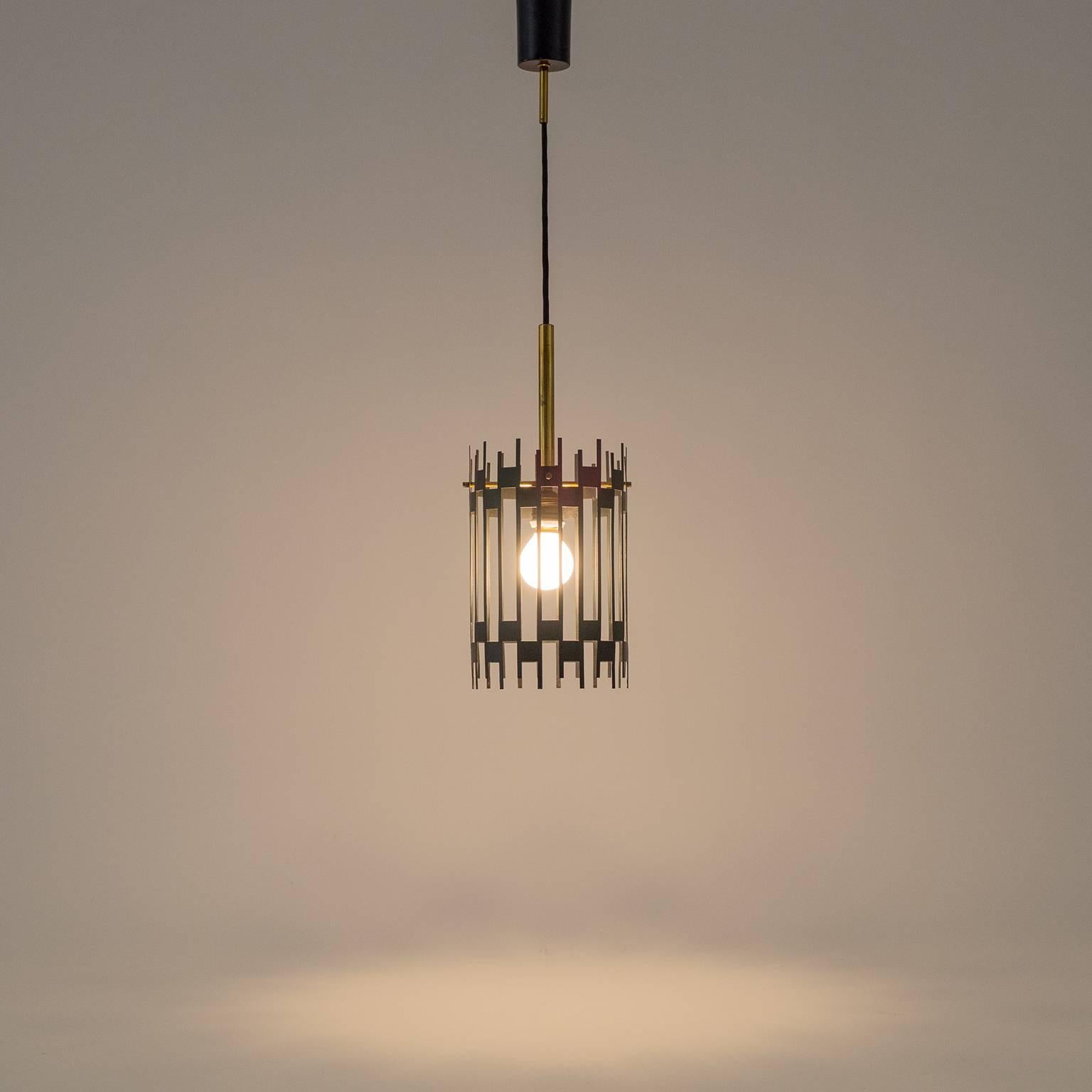 Graphical Italian 'Cage' Pendant, 1950s 3