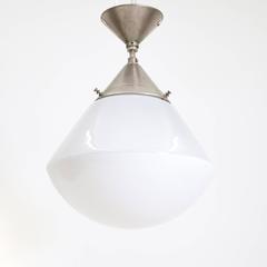 Rare Large Nickel and Glass Kandem Ceiling Light, 1930s