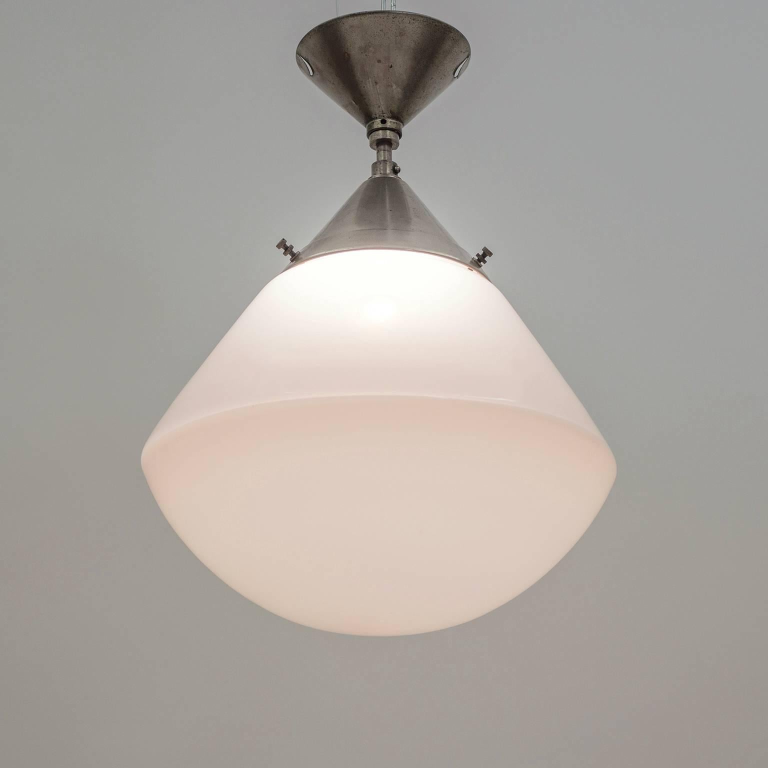 Rare Large Nickel and Glass Kandem Ceiling Light, 1930s 1