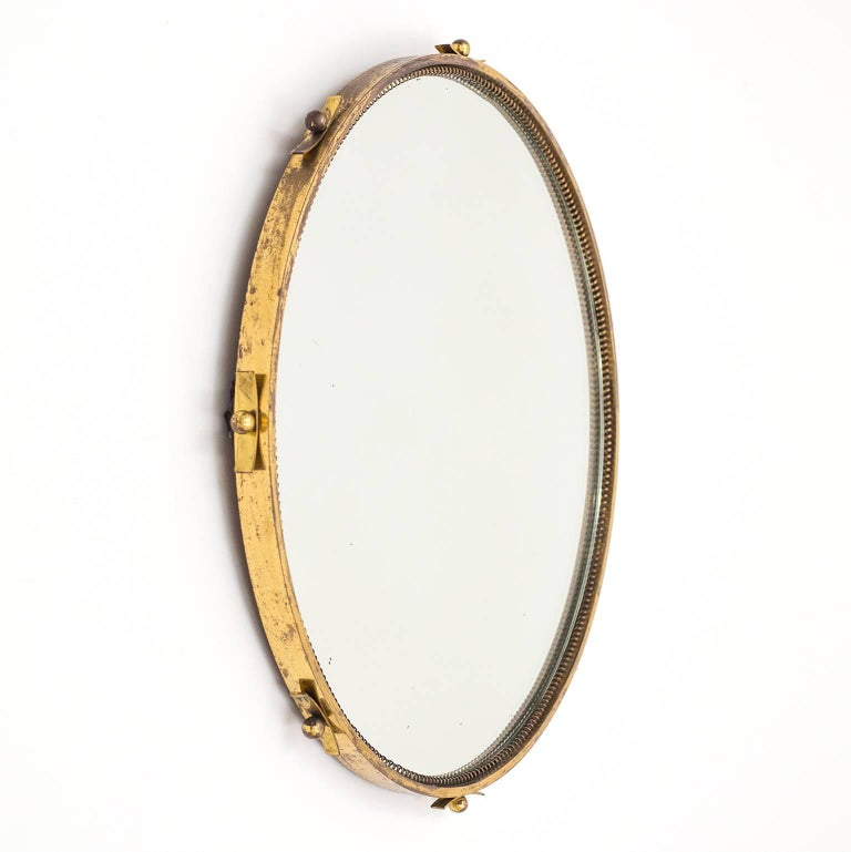Round Art Deco Brass Mirror, 1930s at 1stDibs
