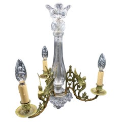 Small Crystal And Bronze Chandelier By Baccarat, 19th Century