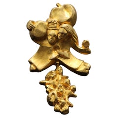 Brooch Signed By Line Vautrin, Made Of Gilded Bronze