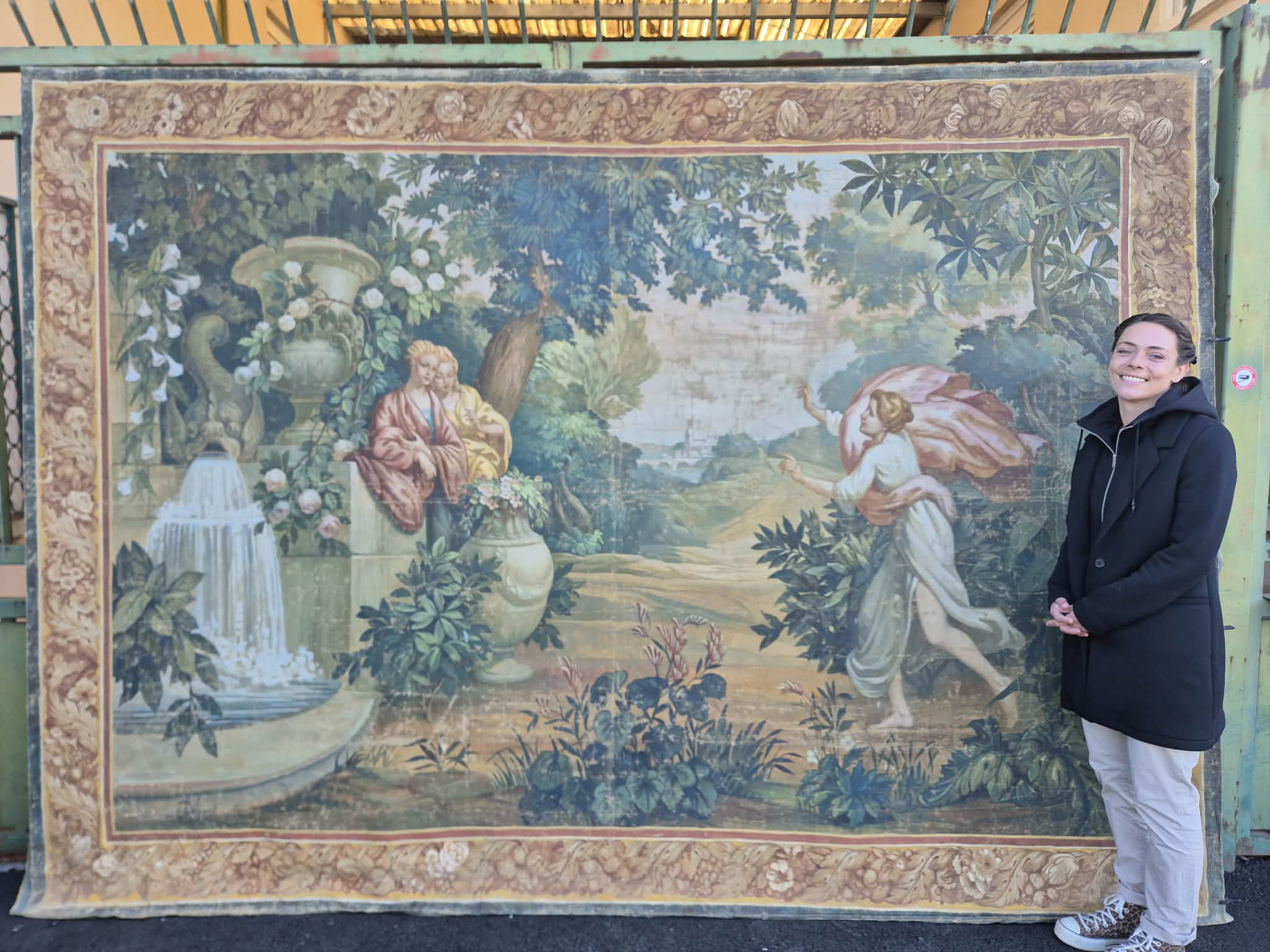 Large 19th-century Painted Canvas Imitating A Tapestry