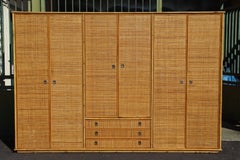 Large Rattan And Bamboo Wardrobe By Dal Vera, 1970s