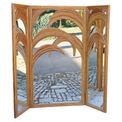 Bamboo Palm Tree Mirror Screen By Vivaï Del Sud, Italy, 1970