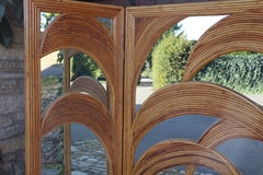 Bamboo Palm Tree Mirror Screen By Vivaï Del Sud, Italy, 1970