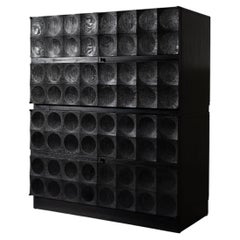 Brutalistischer Schrank aus schwarz gebeizter Eiche von J. Batenburg, Belgien, 1970er Jahre