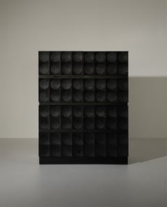 Brutalistischer Schrank aus schwarz gebeizter Eiche von J. Batenburg, Belgien, 1970er Jahre