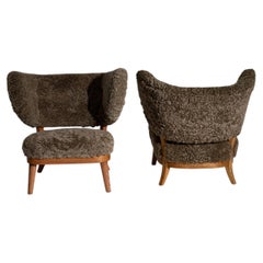 Set of 2 Sculptural Armchairs by Otto Schulz for Boet, Sweden, Circa 1930