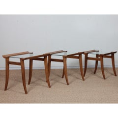Set of three walnut nesting tables by Maxime Old, circa 1940