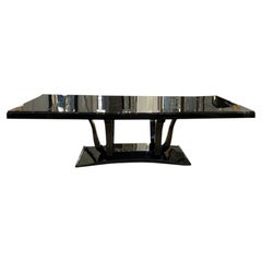 Art Deco dining table, black lacquer, circa 1930