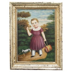 Child with Drum Biedermeier Painting, Canvas, Circa 1820