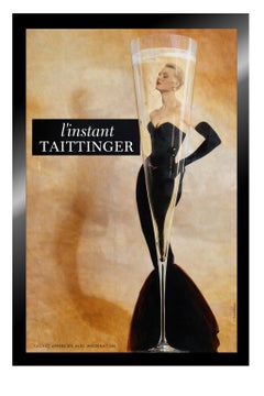 Poster Art Déco “Champagne Lady”, stampa incorniciata, 127 x 190 cm, nuovo