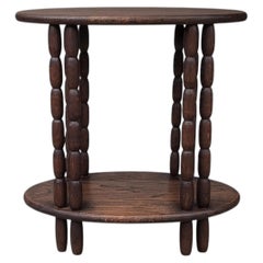 Dudouyt-Inspired Oval Side Table  Mid-20th Century Style  Dark-Stained Oak