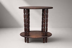 Dudouyt-Inspired Oval Side Table  Mid-20th Century Style  Dark-Stained Oak