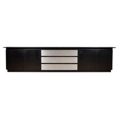 Postmodern Ebonized Ash Sideboard, Cantilevered Top, Belgium, 1980s