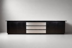 Postmodern Ebonized Ash Sideboard, Cantilevered Top, Belgium, 1980s