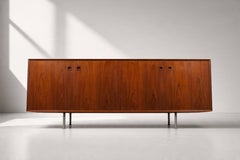 Danish Modern Sideboard, Teak with Recessed Handles, Metal Legs, 1960s