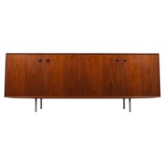 Danish Modern Sideboard, Teak with Recessed Handles, Metal Legs, 1960s