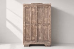 French Parisian Sliding-Door Armoire, Stripped Pine, 1940s