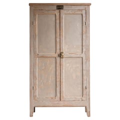 French Provincial Two-Door Pine Armoire, Bleached Finish, 1950s